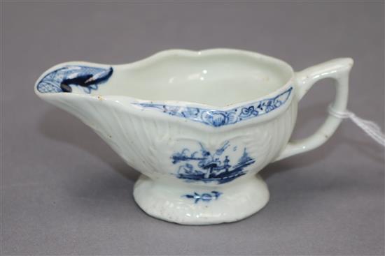 A Lowestoft blue and white cream jug
